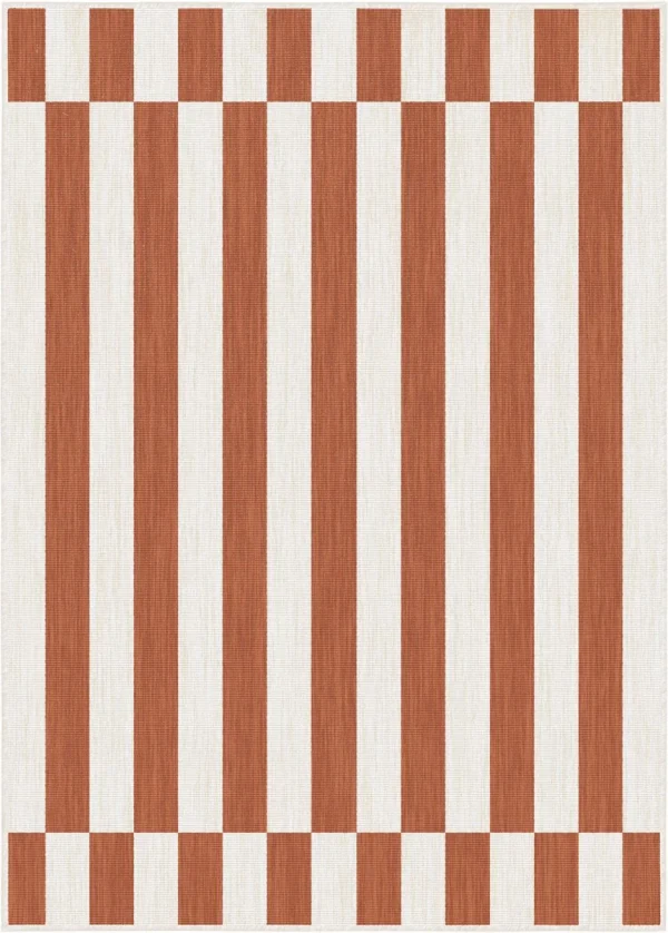 Buitenkleed Metro Stripe Roest/Wit - Interieur05 - 51Dnspod | Smaakvolle damp – Verzendkosten vrij vanaf 40€