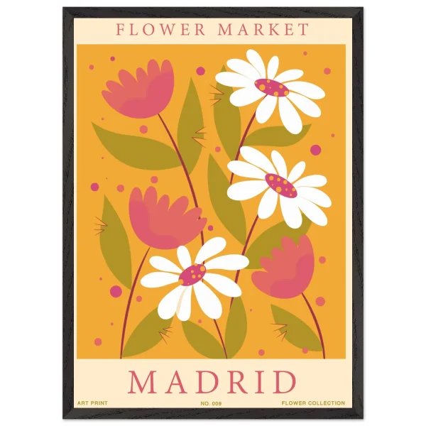Artfulprints Poster met Lijst Flower market - Madrid - 50x70 cm - Oranje - 51Dnspod | Smaakvolle damp – Verzendkosten vrij vanaf 40€