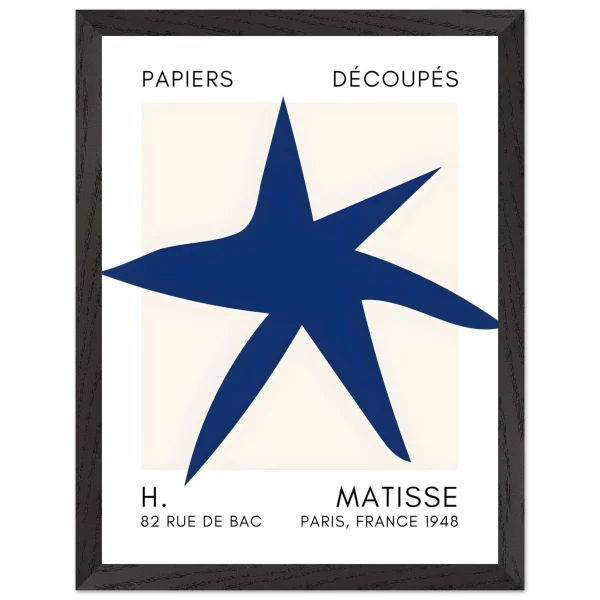 Artfulprints Poster met Lijst Matisse – Star of the sea navy blue II - 30x40 cm - Blauw - 51Dnspod | Smaakvolle damp – Verzendkosten vrij vanaf 40€