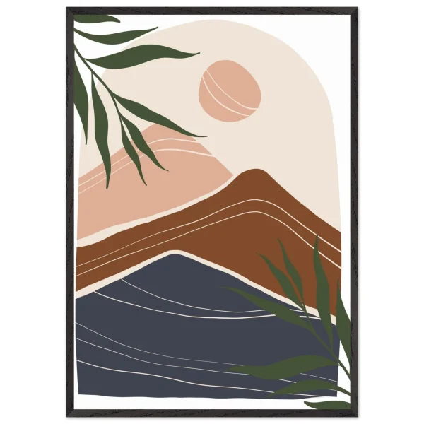 Artfulprints Poster met Lijst Boho – Mountain sun - 70x100 cm - Bruin - 51Dnspod | Smaakvolle damp – Verzendkosten vrij vanaf 40€