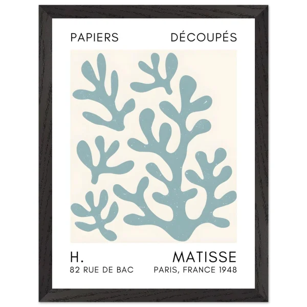 Artfulprints Poster met Lijst Matisse – Coral shadows turquoise - 30x40 cm - Turquoise - 51Dnspod | Smaakvolle damp – Verzendkosten vrij vanaf 40€