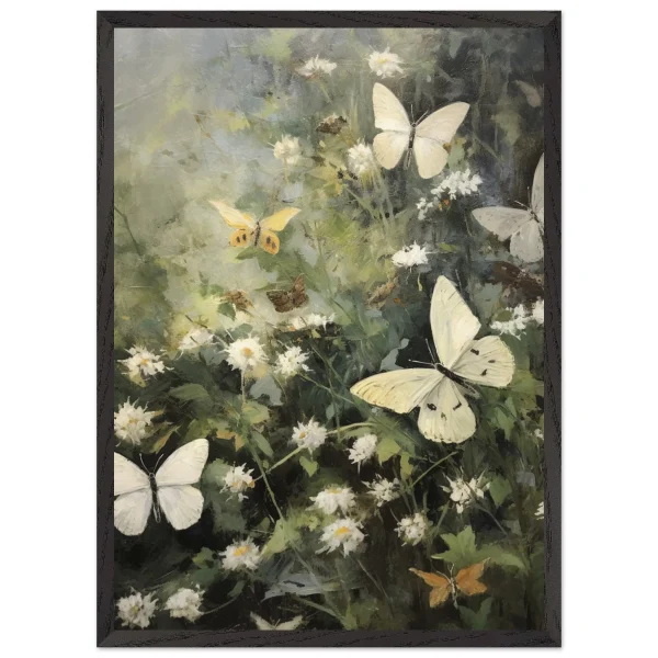Artfulprints Poster met Lijst Butterflies in flowerfield - 50x70 cm - Donkergroen - 51Dnspod | Smaakvolle damp – Verzendkosten vrij vanaf 40€