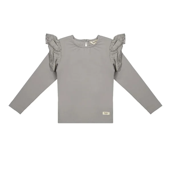 Baje Studio - ruffle jersey top Alicia - greyish blue - 51Dnspod | Smaakvolle damp – Verzendkosten vrij vanaf 40€