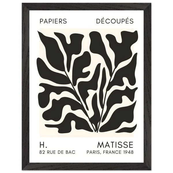 Artfulprints Poster met Lijst Matisse – Seabed shapes black - 30x40 cm - Zwart - 51Dnspod | Smaakvolle damp – Verzendkosten vrij vanaf 40€
