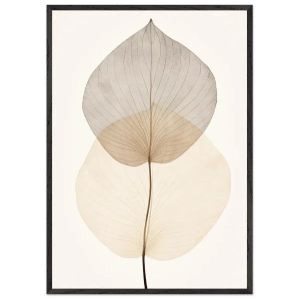 Artfulprints Poster met Lijst Japandi leaf - 70x100 cm - Taupe - 51Dnspod | Smaakvolle damp – Verzendkosten vrij vanaf 40€
