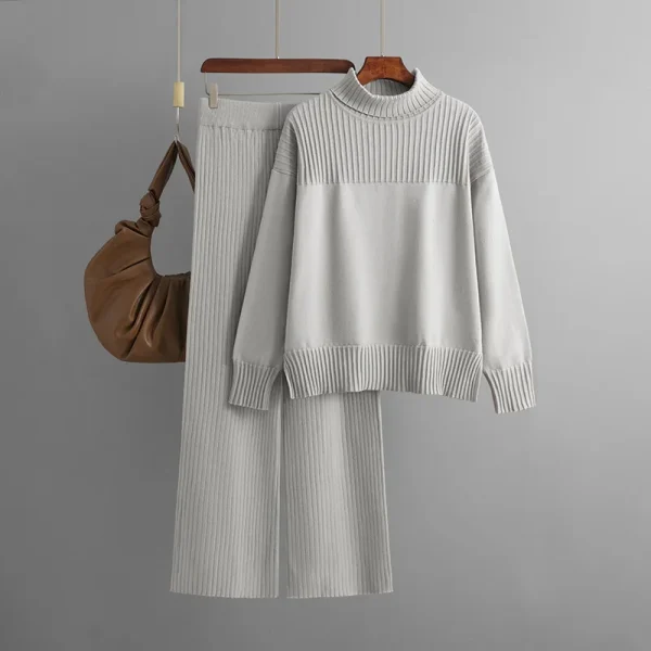 Casual gebreide hoge hals losse trui en broek tweedelig set - 51Dnspod | Smaakvolle damp – Verzendkosten vrij vanaf 40€