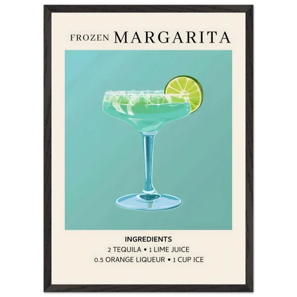 Artfulprints Poster met Lijst Frozen Margarita cocktail II - Ingrediënten - 50x70 cm - Turquoise - 51Dnspod | Smaakvolle damp – Verzendkosten vrij vanaf 40€