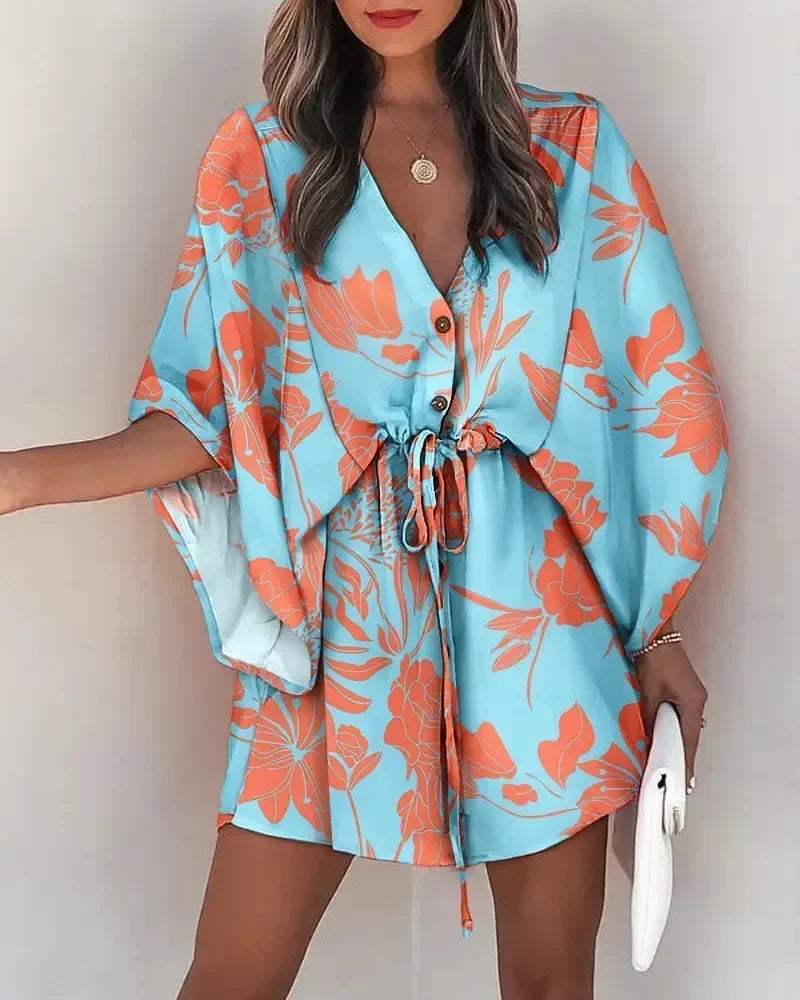 Blazerjurk - Bloemenprint - Losse Pasvorm, Wijde Mouwen, Taille Aansnoerbaar - Perfect voor Casual Dagjes en Zomerse Avonden - 51Dnspod | Smaakvolle damp – Verzendkosten vrij vanaf 40€ Blazerjurk - Bloemenprint - Losse Pasvorm, Wijde Mouwen, Taille Aansnoerbaar - Perfect voor Casual Dagjes en Zomerse Avonden - 51Dnspod | Smaakvolle damp – Verzendkosten vrij vanaf 40€