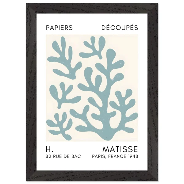 Artfulprints Poster met Lijst Matisse – Coral shadows turquoise - A4 21x29.7 cm - Turquoise - 51Dnspod | Smaakvolle damp – Verzendkosten vrij vanaf 40€