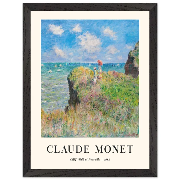 Artfulprints Poster met Lijst Claude Monet - Cliff walk at Pourville - 30x40 cm - Blauw - 51Dnspod | Smaakvolle damp – Verzendkosten vrij vanaf 40€