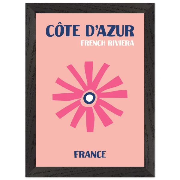 Artfulprints Poster met Lijst Frankrijk - Cote d'Azur - A4 21x29.7 cm - Roze - 51Dnspod | Smaakvolle damp – Verzendkosten vrij vanaf 40€