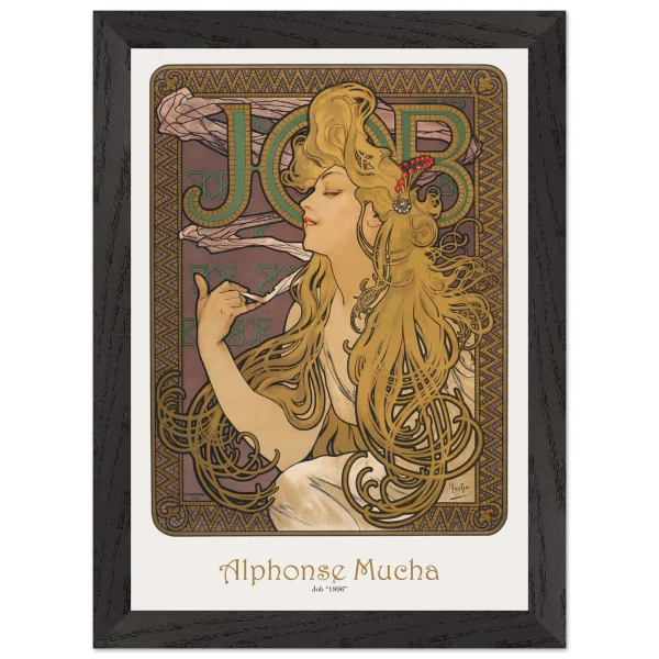 Artfulprints Poster met Lijst Alphonse Mucha - Job - A4 21x29.7 cm - Bruin - 51Dnspod | Smaakvolle damp – Verzendkosten vrij vanaf 40€
