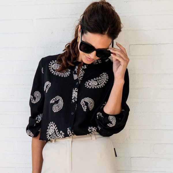 Blouse Liese | Zwart/Greige - 51Dnspod | Smaakvolle damp – Verzendkosten vrij vanaf 40€