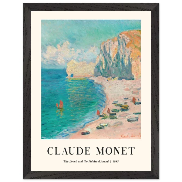 Artfulprints Poster met Lijst Claude Monet - The beach and the falaise d' Amont - 30x40 cm - Blauw - 51Dnspod | Smaakvolle damp – Verzendkosten vrij vanaf 40€