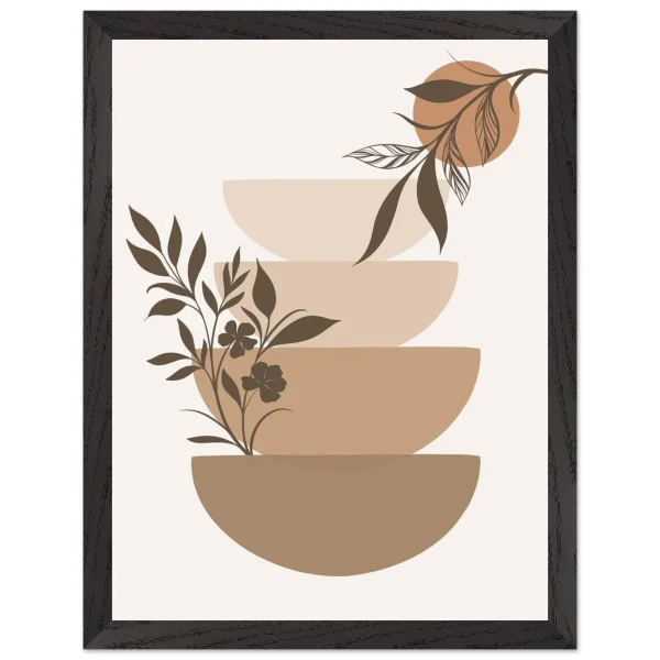 Artfulprints Poster met Lijst Boho – Botanical stack - 30x40 cm - Bruin - 51Dnspod | Smaakvolle damp – Verzendkosten vrij vanaf 40€