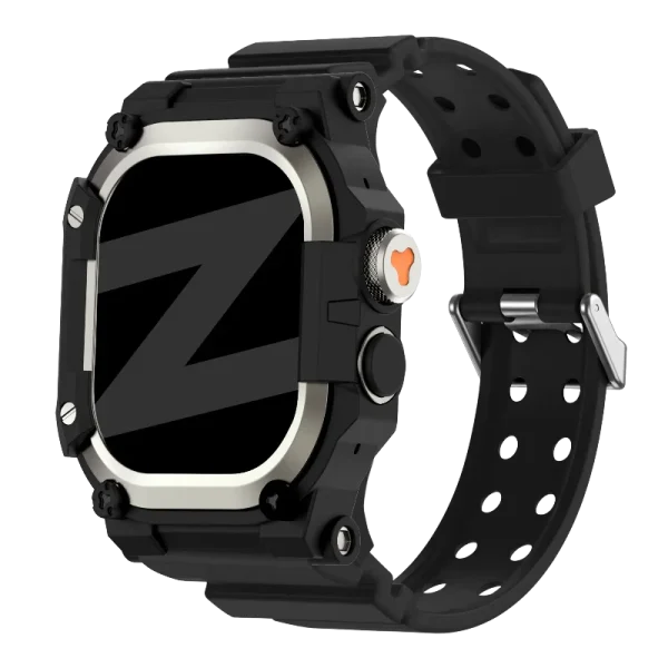 Bandz Apple Watch Ultra TPU band met case (zwart met titanium) - 51Dnspod | Smaakvolle damp – Verzendkosten vrij vanaf 40€