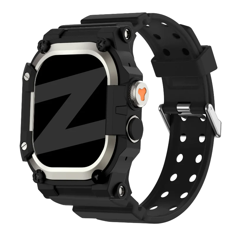 Bandz Apple Watch Ultra TPU band met case (zwart met titanium) - 51Dnspod | Smaakvolle damp – Verzendkosten vrij vanaf 40€ Bandz Apple Watch Ultra TPU band met case (zwart met titanium) - 51Dnspod | Smaakvolle damp – Verzendkosten vrij vanaf 40€
