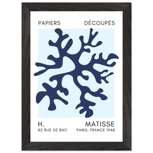 Artfulprints Poster met Lijst Matisse – Dreamy coral flower navy blue I - A4 21x29.7 cm - Blauw - 51Dnspod | Smaakvolle damp – Verzendkosten vrij vanaf 40€